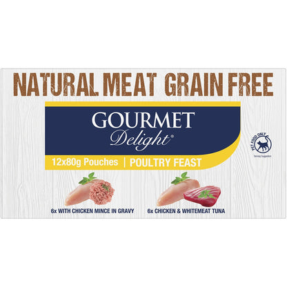 Gourmet Delight Cat Food Poultry Feast 12 Pack 960g