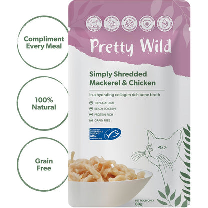 Pretty Wild Cat Food Chicken Mackerel Shredded 80g