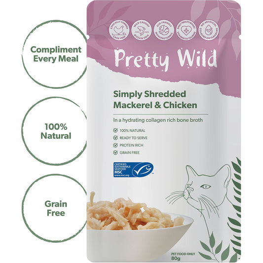 Pretty Wild Cat Food Chicken Mackerel Shredded 80g