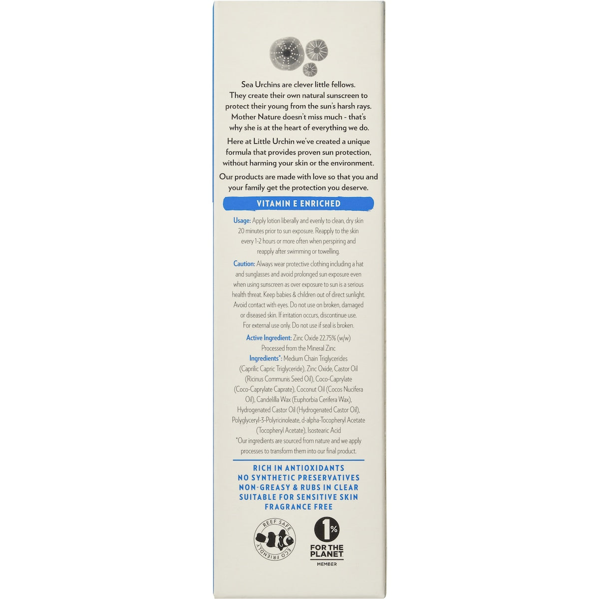Little Urchin Spf 50 Natural Clear Zinc Sunscreen 100g