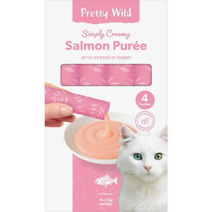 Pretty Wild Creamy Salmon & Chicken Puree Cat Treats 15g X 4 Pack