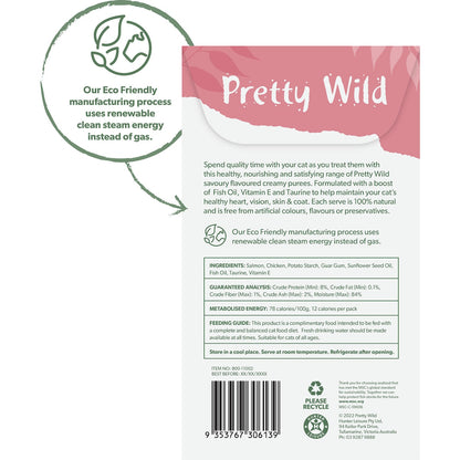 Pretty Wild Creamy Salmon & Chicken Puree Cat Treats 15g X 4 Pack