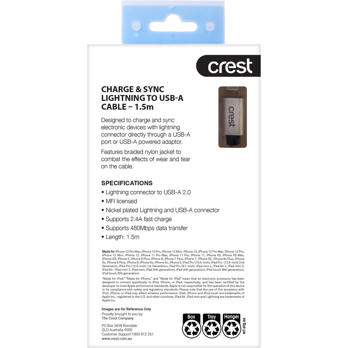 Crest Lightning To Usb-a Braided Cable 1.5m