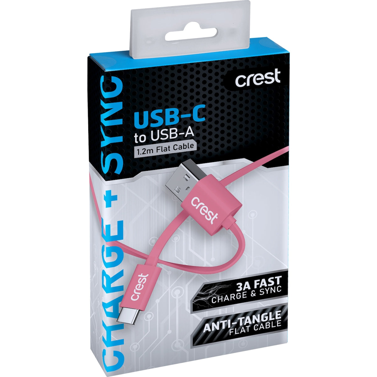 Crest Usb-c To Usb-a Flat Cable 1.2m