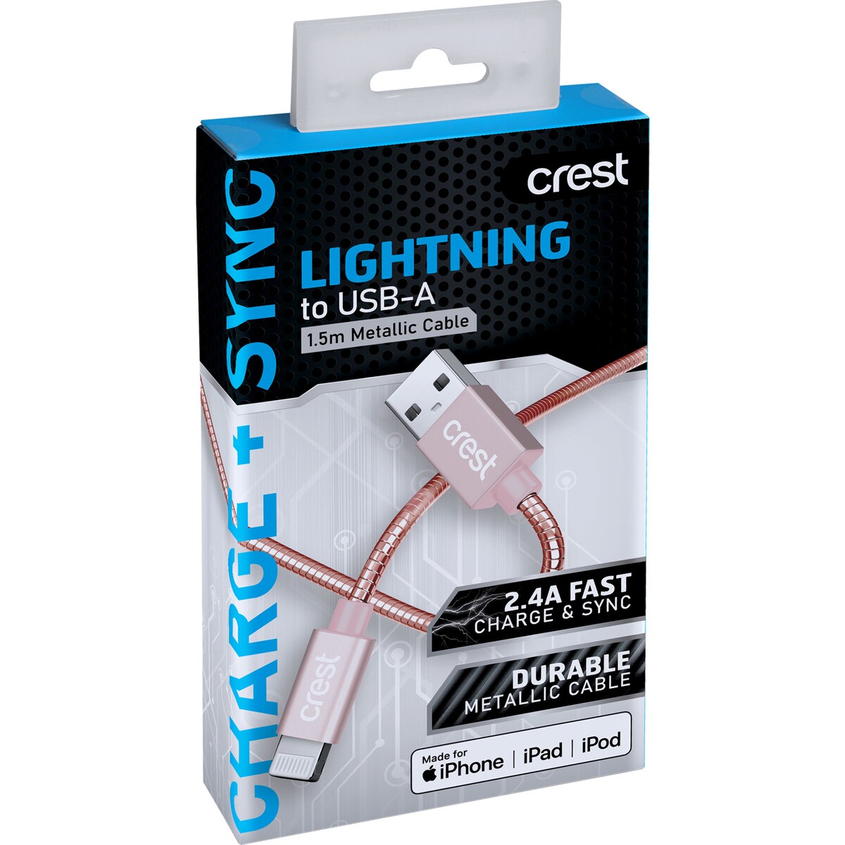Crest Lightning To Usb-a Metallic Cable 1.5m