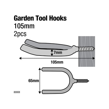 Everhang Garden Tool Storage Hooks - 98mm x 56mm - PVC Coated - 2 Pack