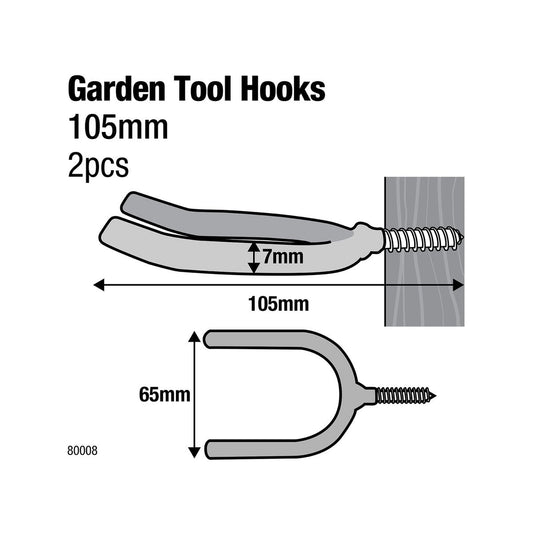 Everhang Garden Tool Storage Hooks - 98mm x 56mm - PVC Coated - 2 Pack