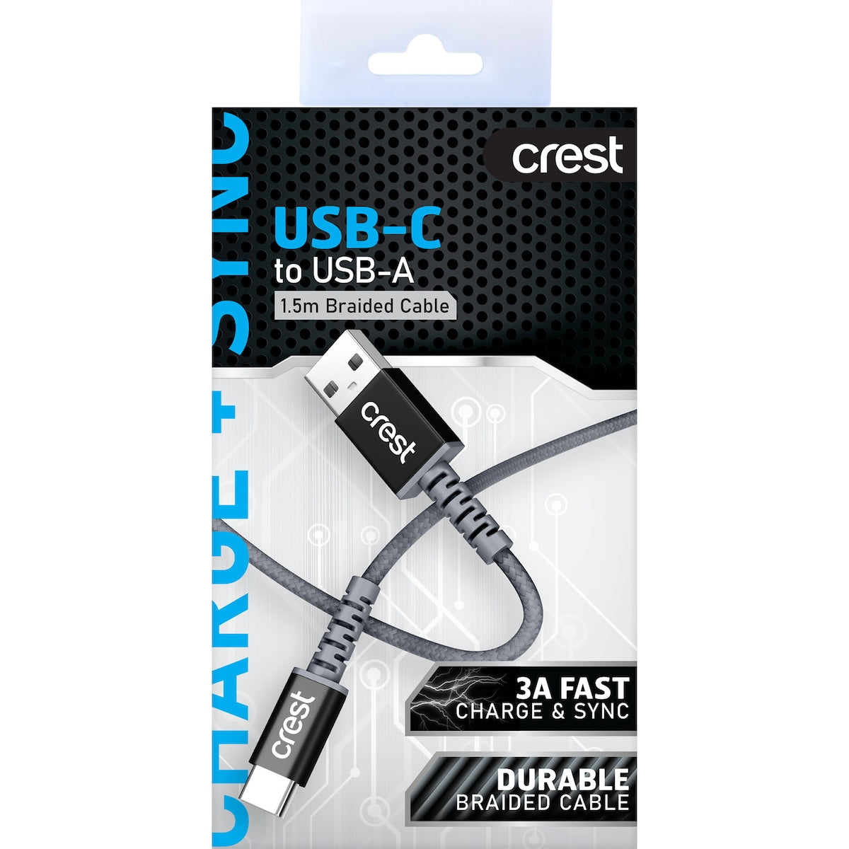 Crest Usb C To Usb A Braided Cable Assorted 1.5m Each