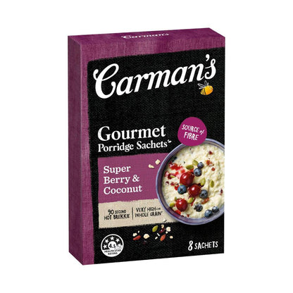 Carman's Porridge Sachets Super Berry & Coconut 8 Pack - 320g