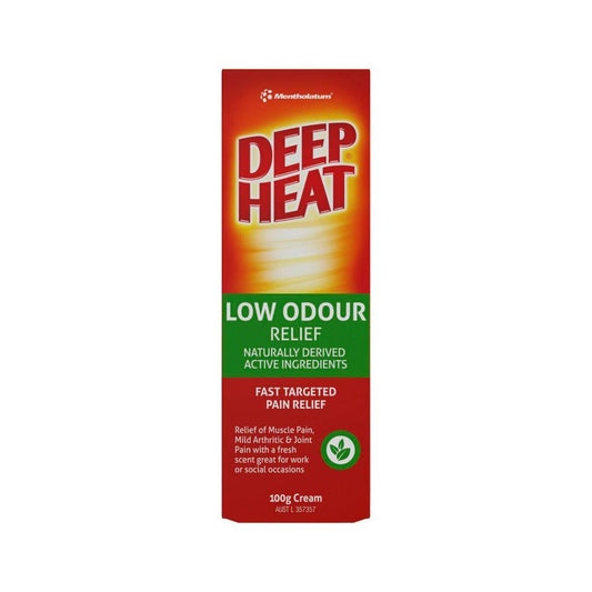 Deep Heat Low Odour Pain Relief Cream - 100g