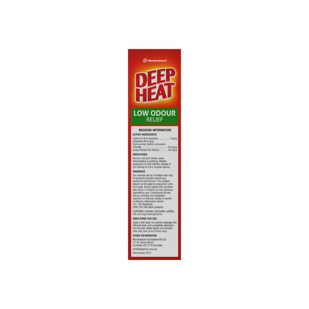 Deep Heat Low Odour Pain Relief Cream - 100g