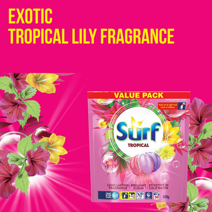 Surf Laundry Detergent Capsules Tropical 50 Washes 650g