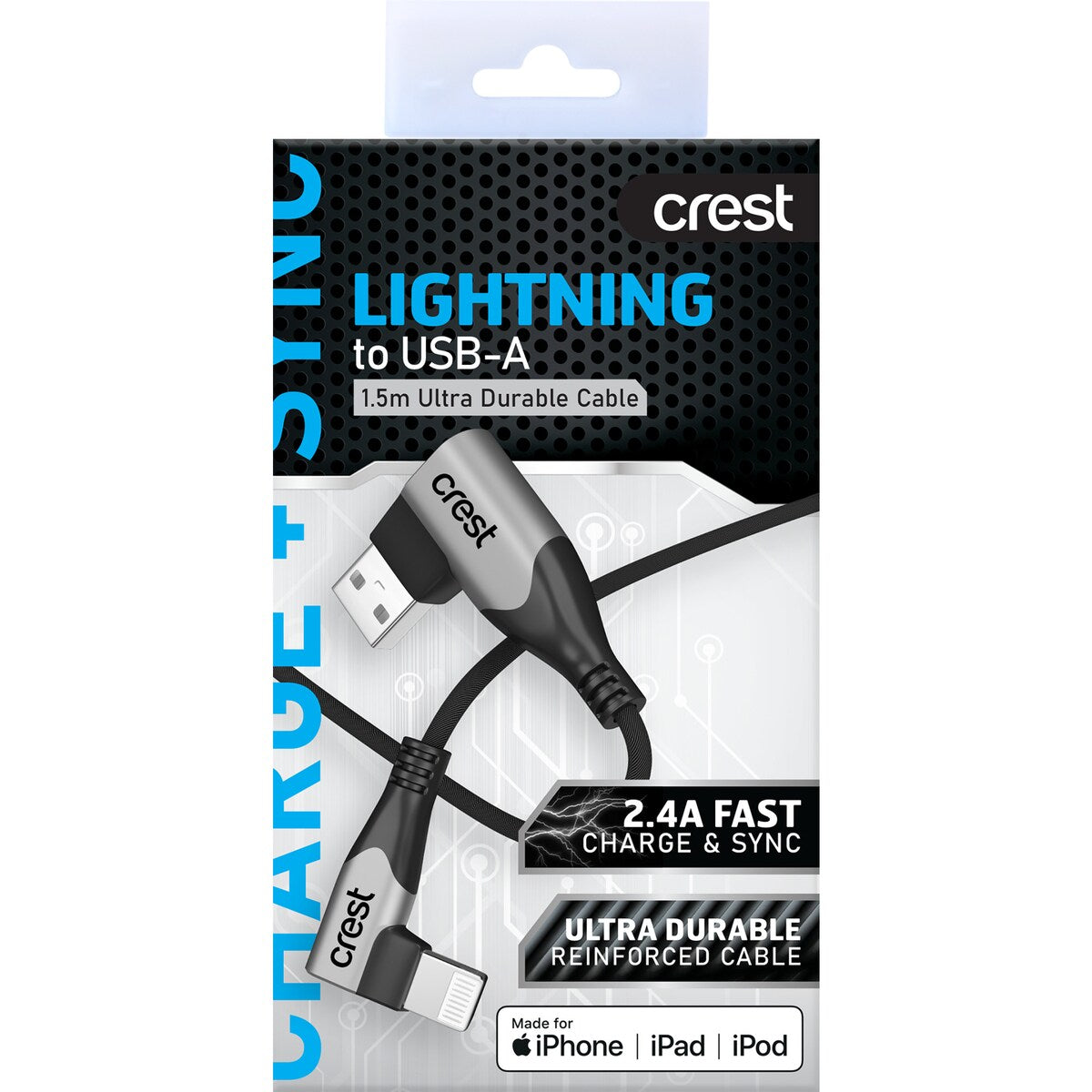 Crest Lightning to USB-A 1.5m Ultra Durable Cable each