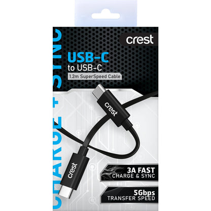 Crest Usb-c To Usb-c 1.2m Superspeed Cable Each