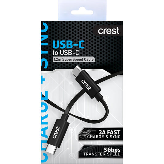Crest Usb-c To Usb-c 1.2m Superspeed Cable Each