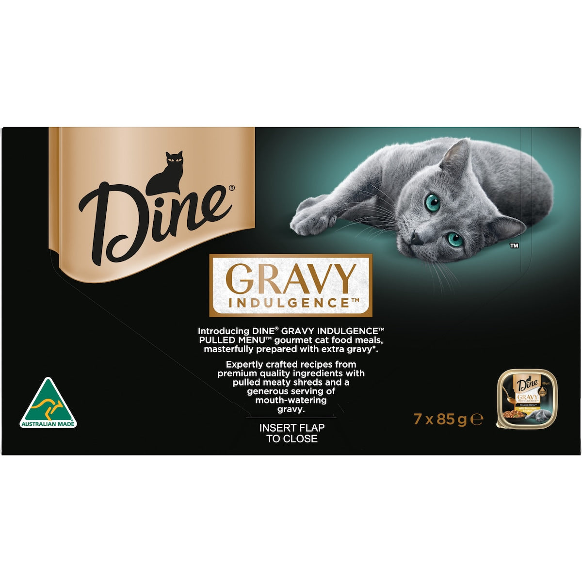 Dine Pulled Menu Adult Wet Cat Food Gravy Indulgence With Chicken 85g X 7 Pack