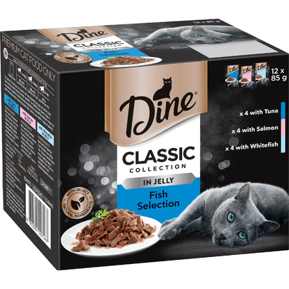 Dine Adult Wet Cat Food In Jelly Fish Selection 85g X 12 Pack