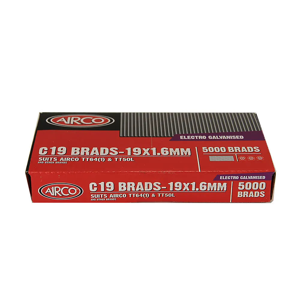 AIRCO C Series Electro Galvanised Brad Nail - 19mm Box of 5000 BC16190