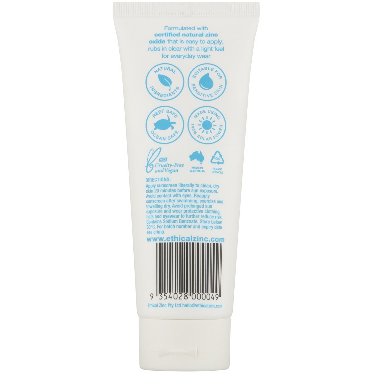 Ethical Zinc Daily Wear Light Sunsreen Spf50+ 100g