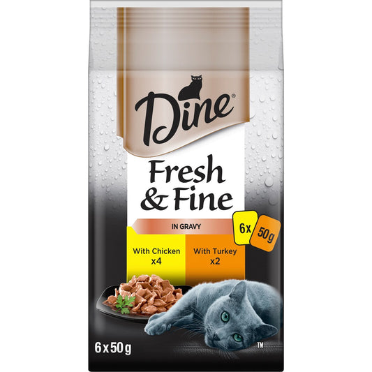 Dine Fresh & Fine In Gravy With Chicken / With Turkey 50g X 6 Pack