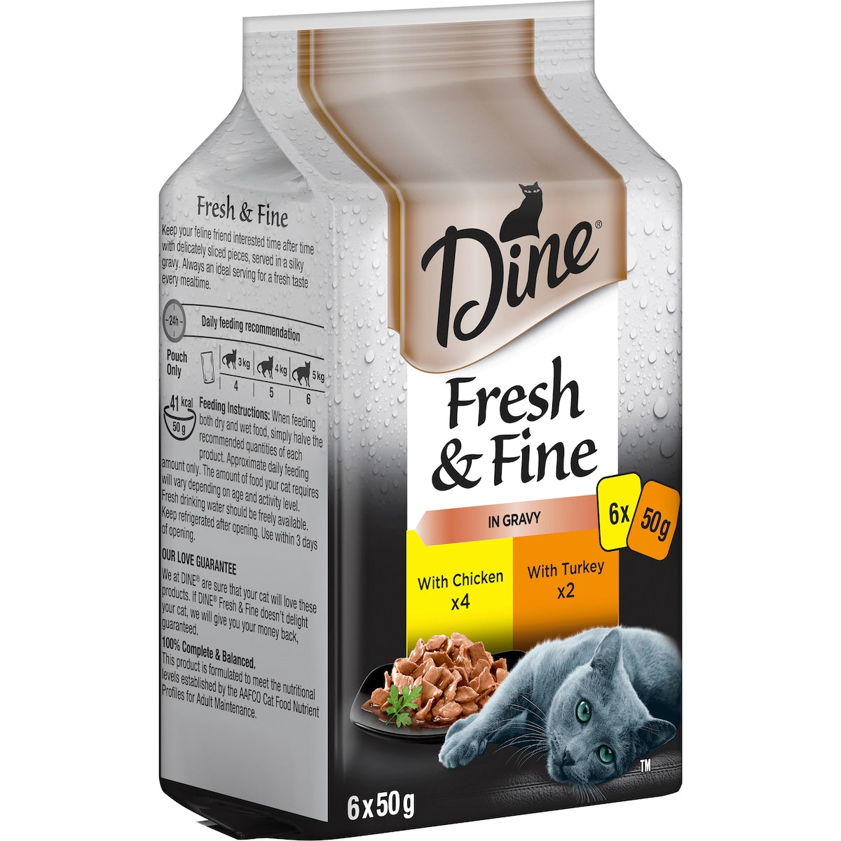 Dine Fresh & Fine In Gravy With Chicken / With Turkey 50g X 6 Pack