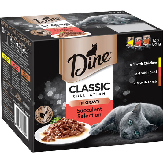 Dine Adult Wet Cat Food In Gravy Succulent Selection 85g X 12 Pack