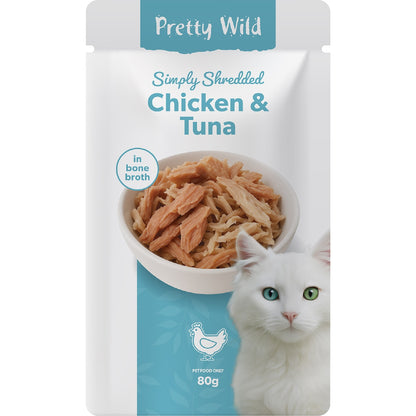 Pretty Wild Shredded Chicken & Tuna Wet Cat Food 80g