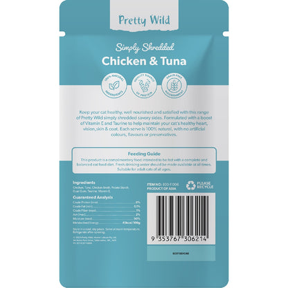 Pretty Wild Shredded Chicken & Tuna Wet Cat Food 80g