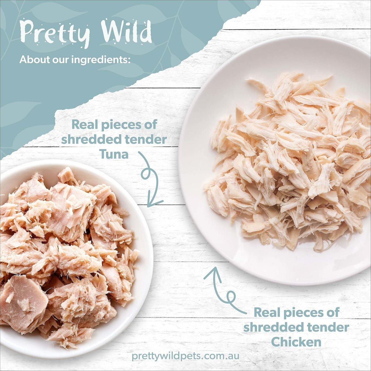 Pretty Wild Shredded Chicken & Tuna Wet Cat Food 80g