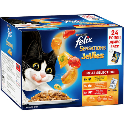 Felix Sensations Jellies Meat Selection Wet Cat Food 85g X 24 Pack