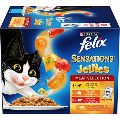 Felix Sensations Jellies Meat Selection Cat Food 24 Pack