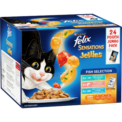Felix Sensations Jellies Fish Selection Wet Cat Food 85g X 24 Pack