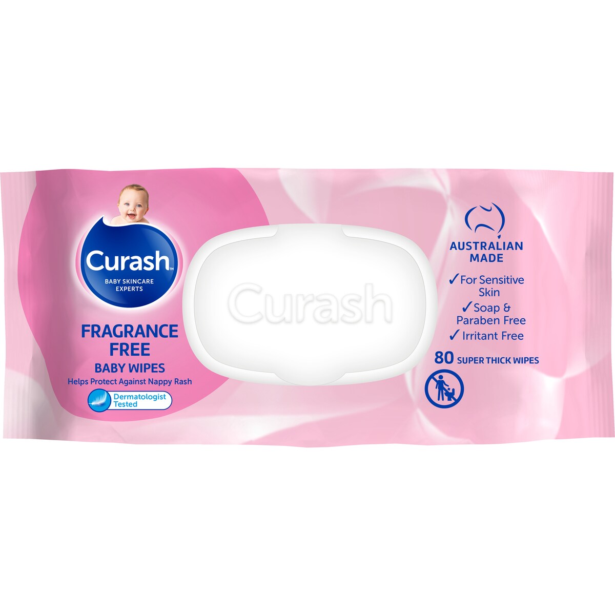 Curash Baby Wipes Fragrance Free 80 Pack