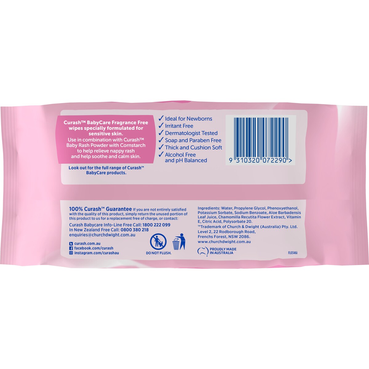 Curash Baby Wipes Fragrance Free 80 Pack