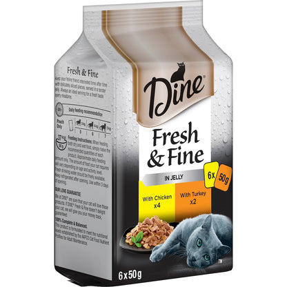 Dine Fresh & Fine In Jelly - 4x With Chicken & 2x With Turkey 50g X6 Pack