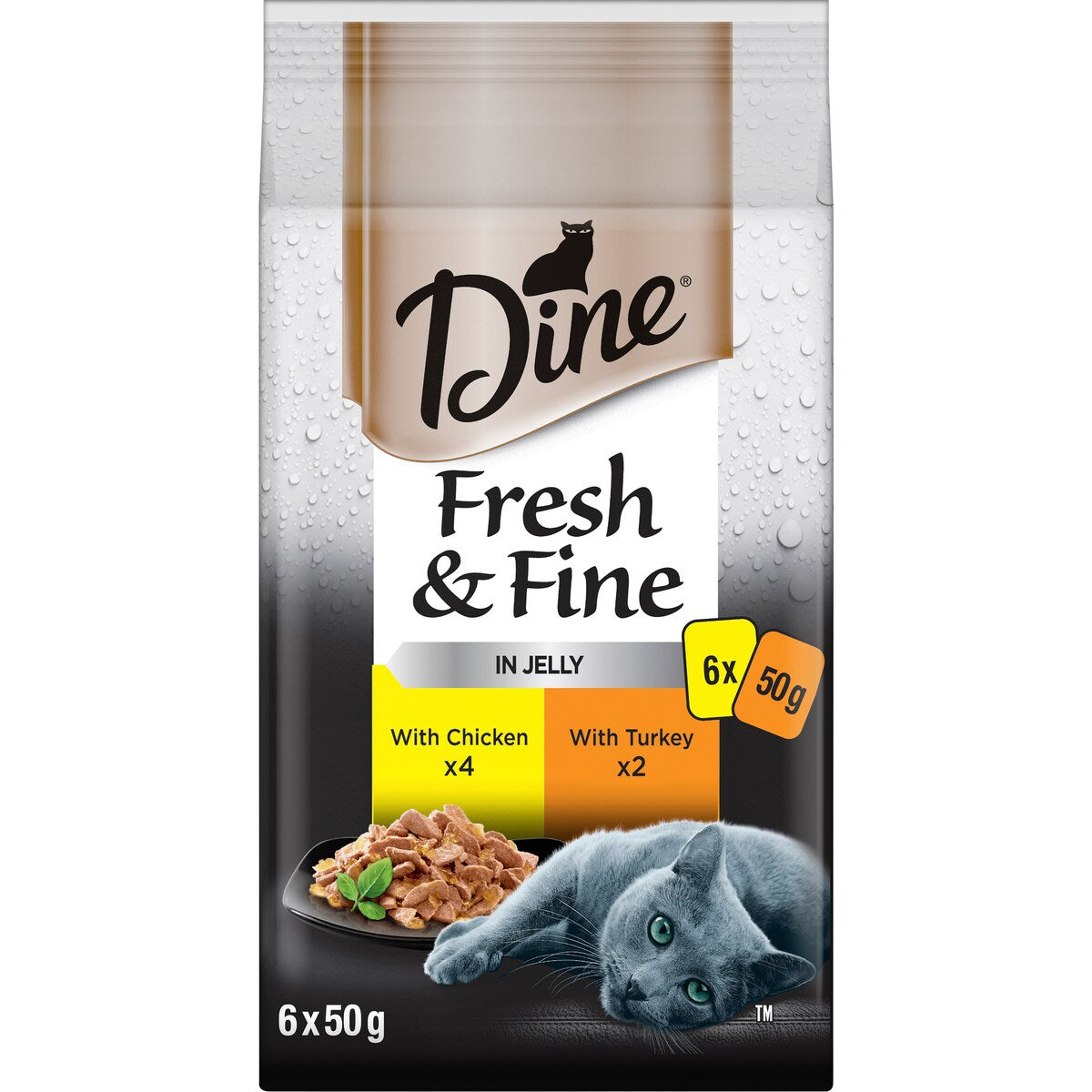 Dine Fresh & Fine In Jelly - 4x With Chicken & 2x With Turkey 50g X6 Pack