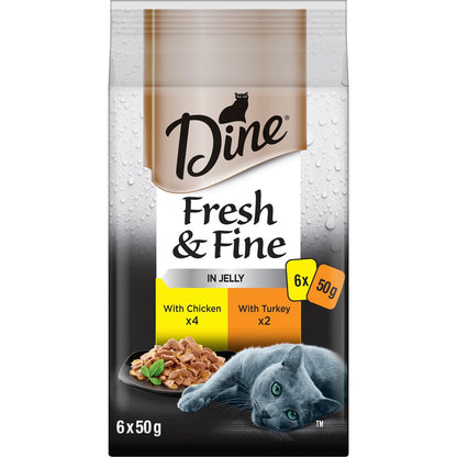 Dine Fresh & Fine In Jelly - 4x With Chicken & 2x With Turkey 50g X6 Pack