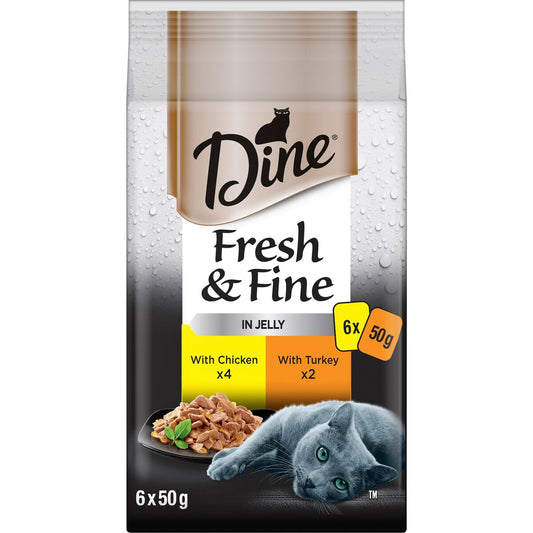 Dine Fresh & Fine In Jelly - 4x With Chicken & 2x With Turkey 50g X6 Pack