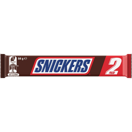 Snickers Milk Chocolate Bar Peanuts Caramel Nougat 2 Pieces 64g