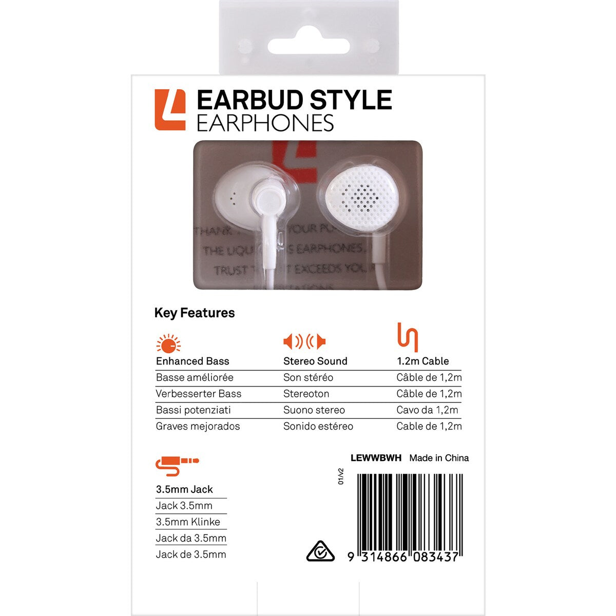 Liquid Ears Earbud Style Earphones Assorted Each