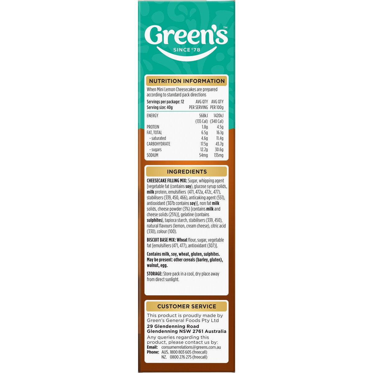 Green's Mini Lemon Cheesecake Mix 275g