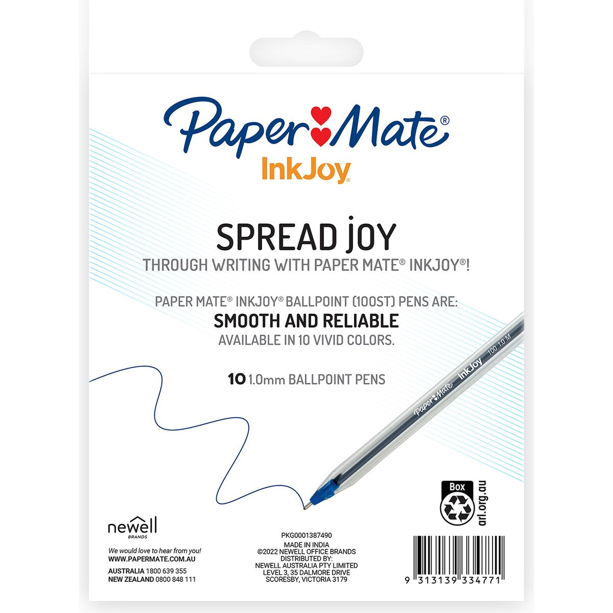 Paper Mate Inkjoy Ballpoint Pen 100st Ultra Smooth Ink 10 Pack