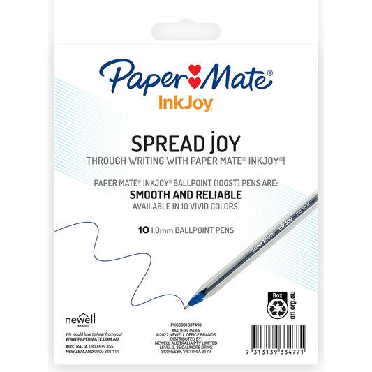 Paper Mate Inkjoy Ballpoint Pen 100st Ultra Smooth Ink 10 Pack
