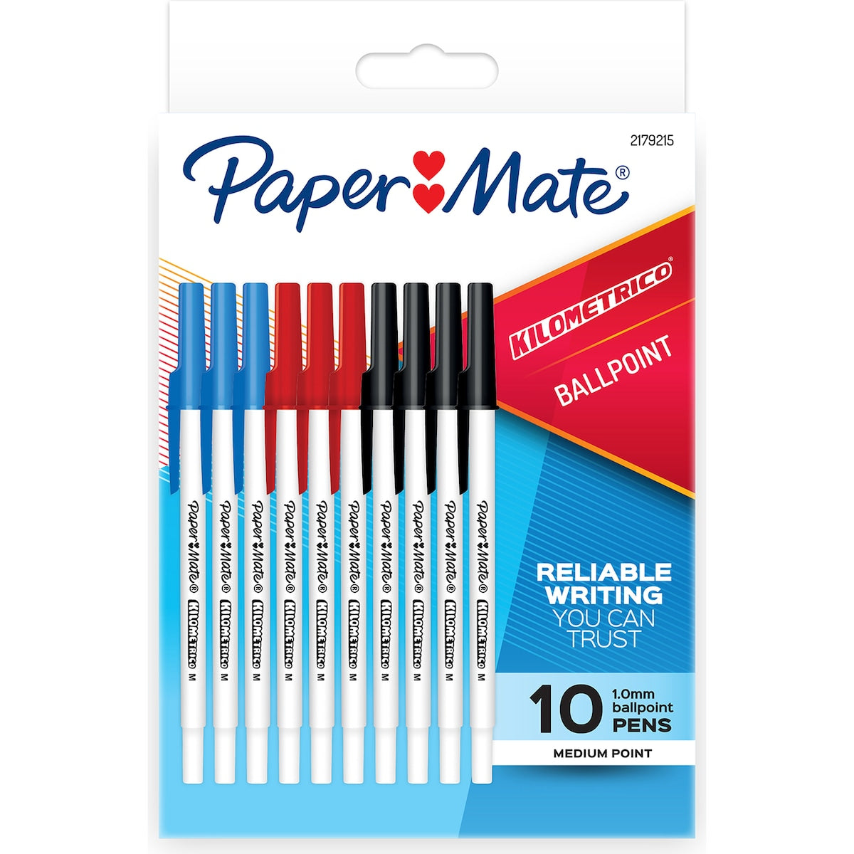 Paper Mate Kilometrico Ballpoint Pens Assorted Colours 10 Pack
