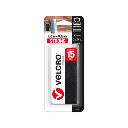 Velcro Brand Extreme Outdoor Strip - 50 x 100mm - 2 Pack - Black