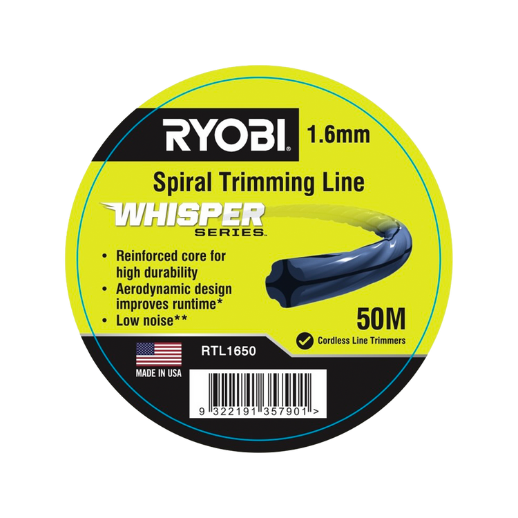 Ryobi Whisper Series Spiral Trimming Line 1.65mm x 50m