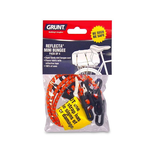 GRUNT Mini Reflecta Bungee Strap - 250mm - Rubber - Reflective - 4 Pack