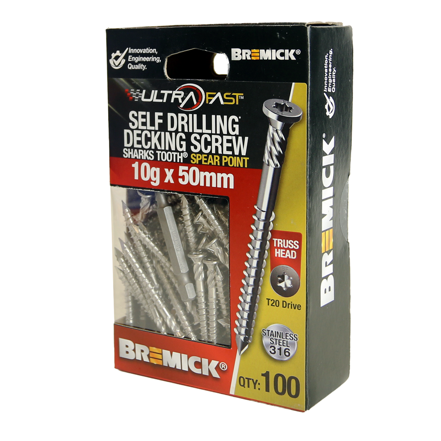 Bremick Ultrafast Stainless Steel 316 T20 Truss Head Screws - 10g x 50mm - 100 Pack