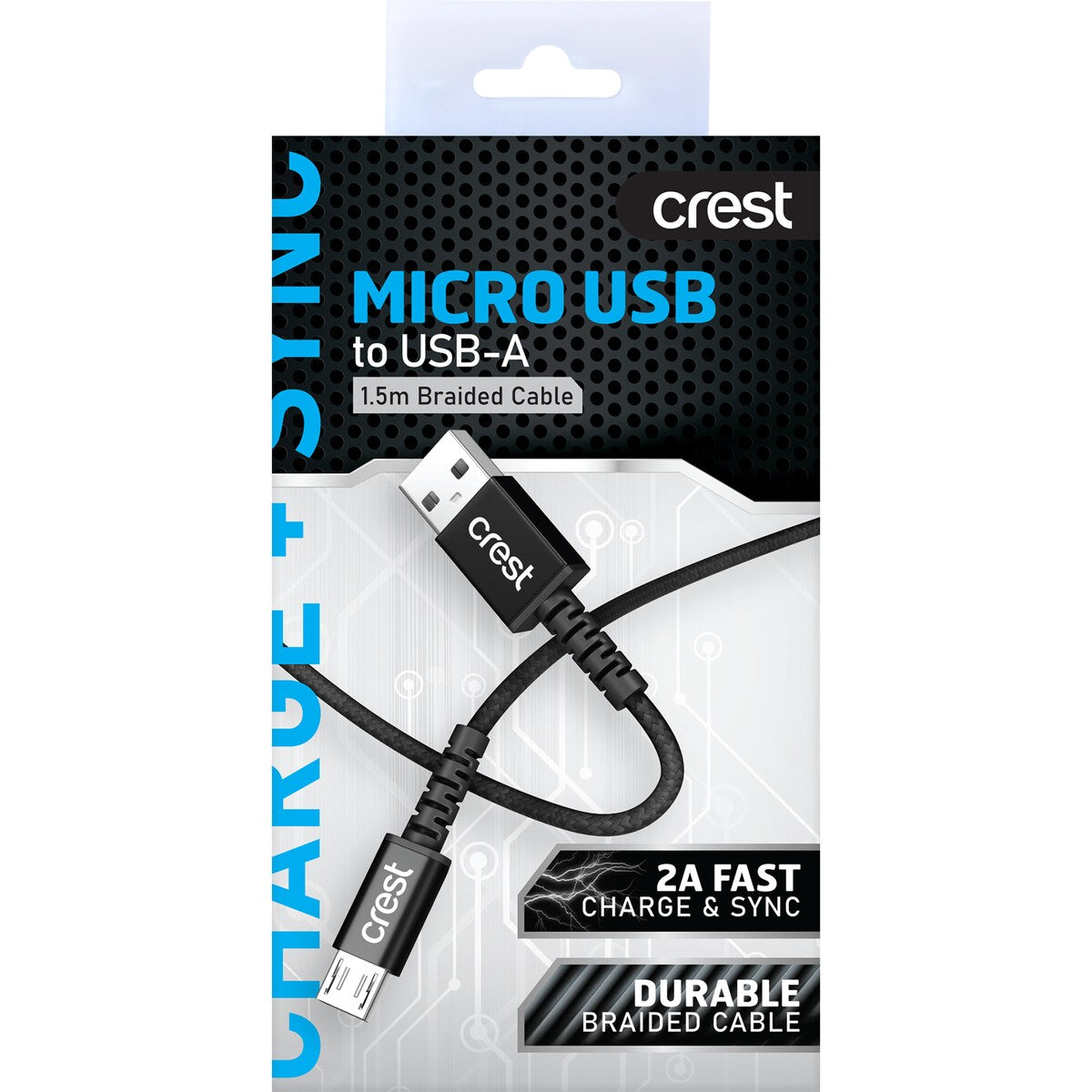 Crest Micro USB to USB-A 1.5m Braided Cable each