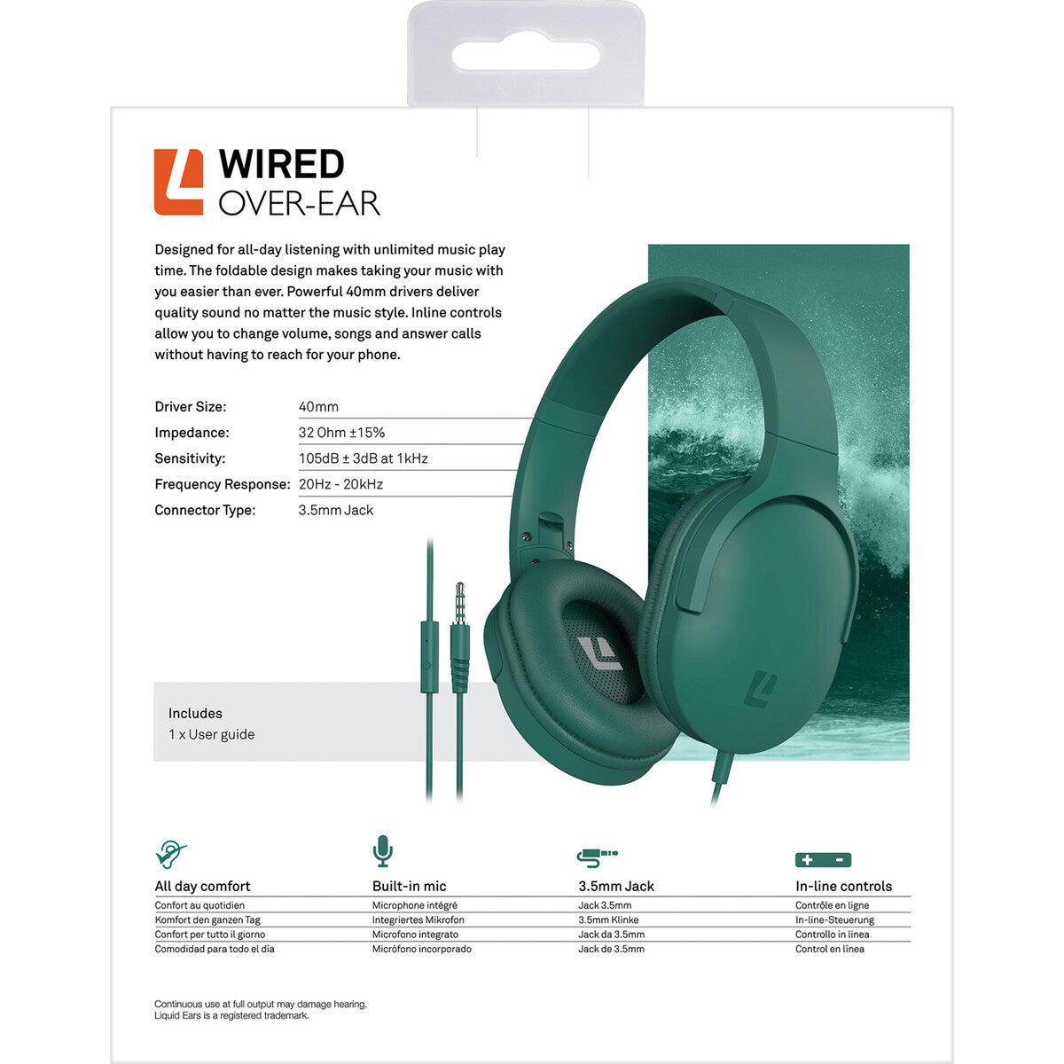 Liquid Ears All Day Wired Overhead Headphones Assorted Each